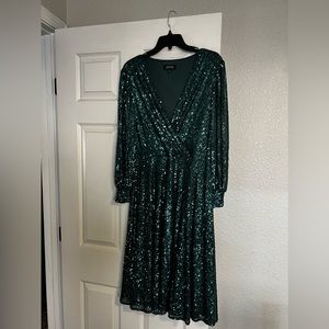 Tahari brand turquoise sequin dress